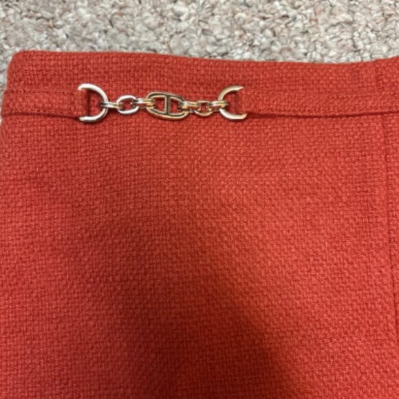 ANN TAYLOR PENCIL SKIRT BASKETWEAVE CHAIN LINK SLIT SKIRT FRESH CLAY RUST ORANGE - Picture 6 of 9
